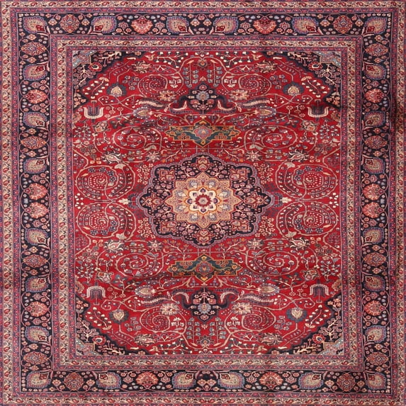 Ahgly Company Indoor Square Traditional Red Persian Area Rugs, 6' Square