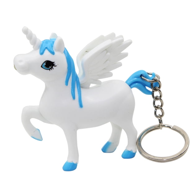 FELTECHELECTR Llavero de unicornio con luz LED y sonido, colgante para bolso, decoración para coche, recuerdos de fiesta (azul)