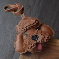 thumbnail image 3 of LANFENG Handcrafted Leather Dog Charm Keychain, Cute Puppy Design, Available in Brown and White, 3 of 4