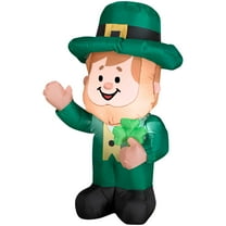 Gemmy  Airblown Inflatable St. Patrick's Day Leprechaun, 3.5 ft Tall, Green - 42.13x20.08x24.41