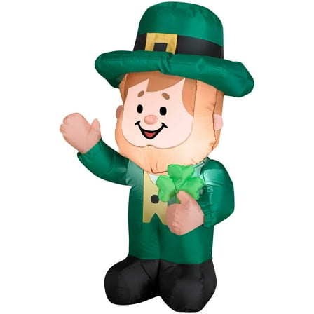 Gemmy  Airblown Inflatable St. Patrick's Day Leprechaun, 3.5 ft Tall, Green - 42.13x20.08x24.41