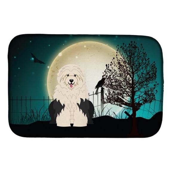 Halloween Scary Old English Sheepdog Dish Drying Mat