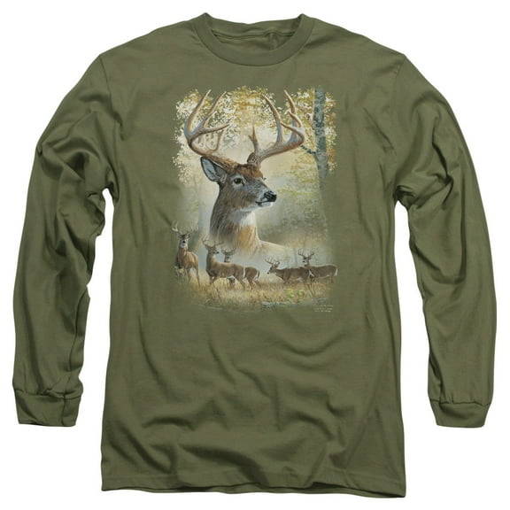 Wild Wings Bucks Long Sleeve T-Shirt Adult 18/1 Military Green