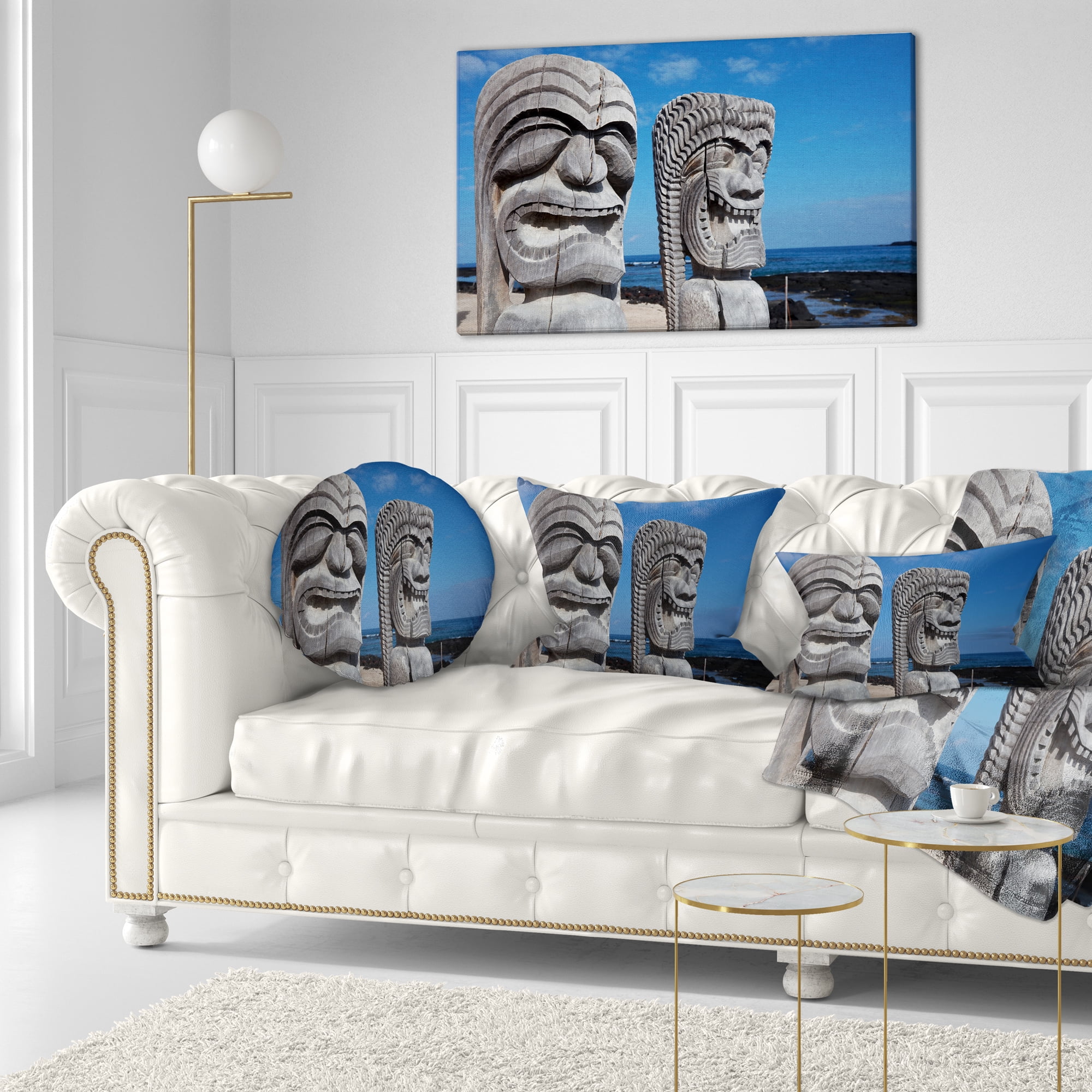 Designart Hawaiian Tiki Gods - Landscape Printed Throw Pillow - 12x20