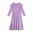 thumbnail image 4 of Abcomgle Girls Dresses Size 10-12 Casual A-Line Ruffle Long Sleeve Girls Long Dresses Solid Color Crew Neck Sundresses Tiered Dresses with Pockets,Light Purple, 4 of 5