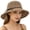 Khaki, variant on Women's Cutout Straw Sun Hat Openwork Lace-up Bow Tie Back Lightweight Breathable Blended Fabric Summer Sun Protection Outdoor Travel Cap,Khaki