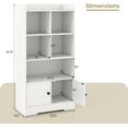 thumbnail image 3 of Giantex 4-Tier Bookcase with Doors, Small Bookshelf with 5 Cubbies and 2 Cabinets, White Freestanding Bookshelf, 47.5" Wooden Storage Cabinet Organizer for Living Room, Bedroom, Study (White), 3 of 18