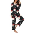 thumbnail image 5 of Hueook Fall Pajamas Women Cute Fall Pajamas for Women Women Christmas Fashionable and Casual Loose Printed Round Neck Button Up Long Sleeved Pants Pajama Set Multicolor XL, 5 of 7
