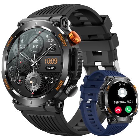 XAXRE Smart Watch for Men, LED Flashlight 100+ Sports Modes Fitness Tracker Watch, Sleep Tracker Pedometer Smartwatch for iOS Android