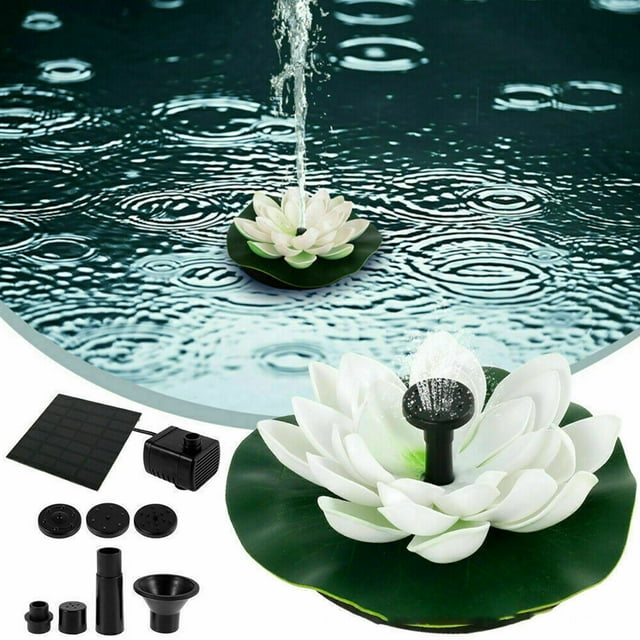 Fuente de agua flotante solar para exteriores | Diseño de hojas y flores | Decoración para estanques de jardín resistente a la intemperie | Fácil instalación sin cableado | Boquillas de riego