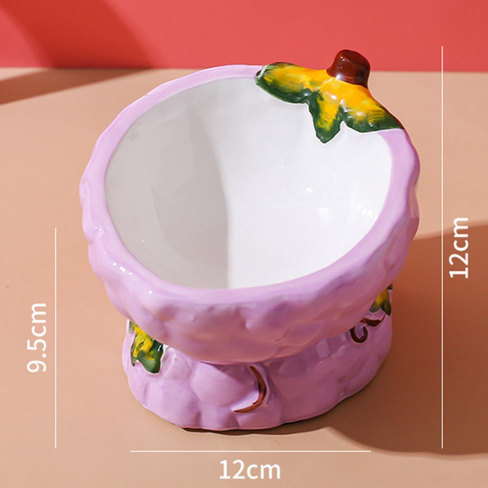 TOOYFUL Elevated Cat Bowls,Ceramic Bowls Stand for Food and Water,Dish for Cats and Puppy Indoor Non-Slip,Raised Pet Bowl Dishes,Grape Shape