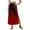 Deep Red, variant on Flowy Ombre Long Skirt for Women, High Rise Elastic Waist Slit Skirt with Pockets, Casual Summer Vacation Beach Wear, Gradient Print