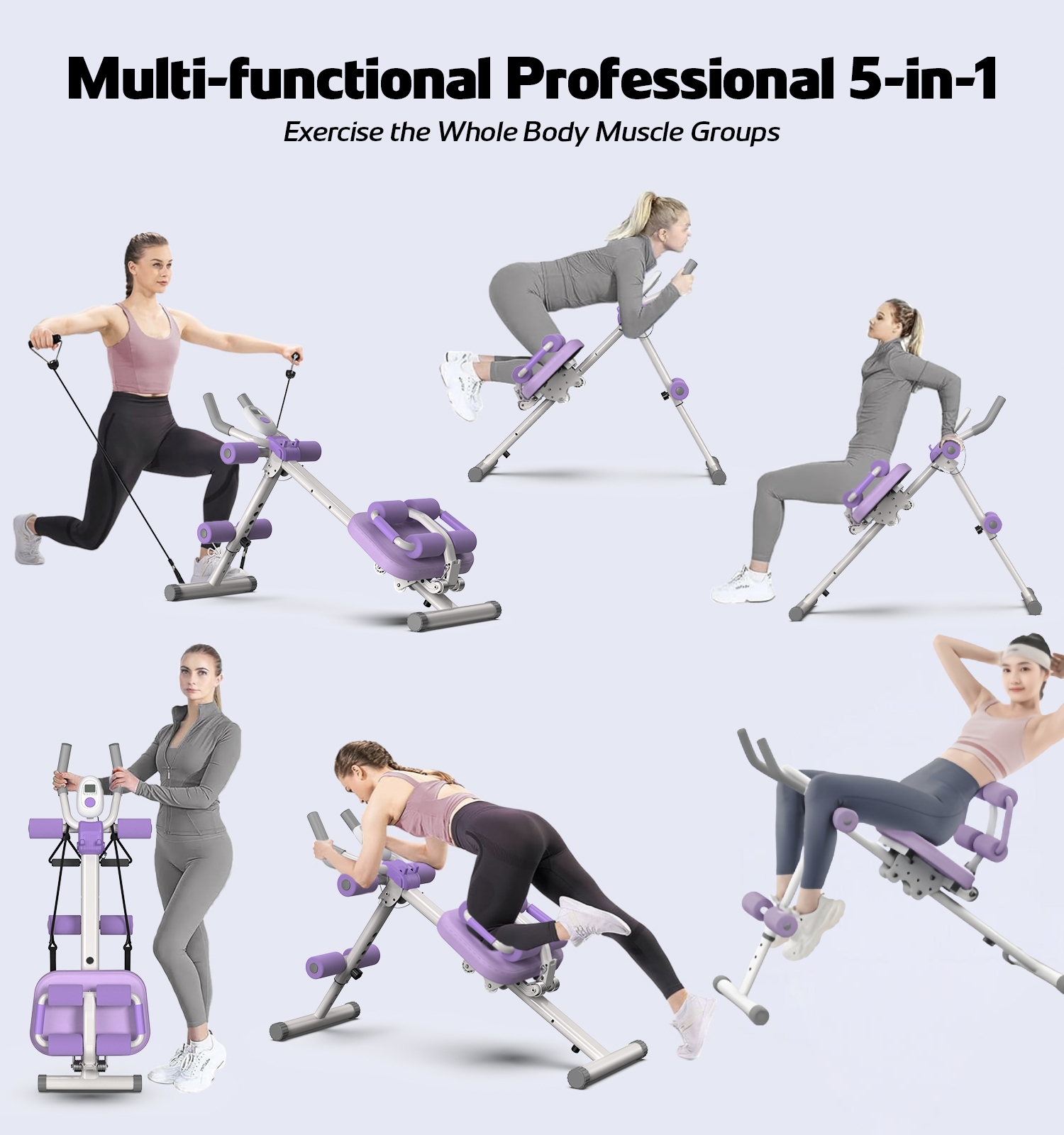 Foldable Abdominal Trainer Machine With LCD Monitor - Home Gym Core & Ab Workout Equipment For Stomach, Waist, Thighs