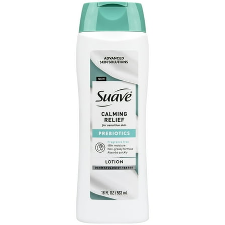 Suave Calming Relief Hand & Body Lotion With Prebiotics For Sensitive Skin, 18 FL OZ