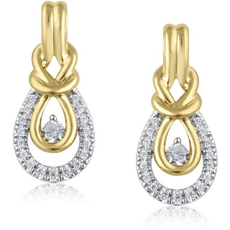 1/5 Carat T.W. Diamond 10kt Yellow Gold Knot Earrings