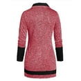 thumbnail image 3 of XFLWAM Women Cowl Neck Sweater Color Block Button Asymmetrical Hem Casual Tunic Top Knitted Long Sleeve Blouse Pink 4XL, 3 of 5