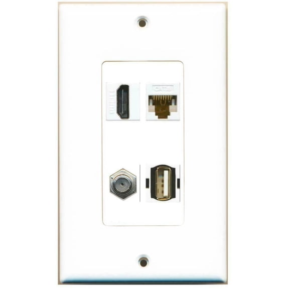 Ultra Spec Cables - 1 Gang Decorative HDMI Coax Cat6 USB A-A Wall Plate