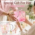 thumbnail image 3 of Personalized Gift for Women Flower Glass Coffee Mug Initial Tea cup Monogrammed Customized Bridesmaid Bride Wedding Gifts Graduation Gifts Valentine Mother's Day Birthday Christmas Gift (T), 3 of 9