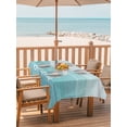 thumbnail image 2 of Outdoor Tablecloths with Umbrella Hole & Zipper, Teal Blue Summer Beach Rectangle Tablecloth 52x70 Inch, Coastal Vacation Blue Wooden Waterproof Table Cloth, Patio/Pool/Picnic Table Covers, 2 of 8