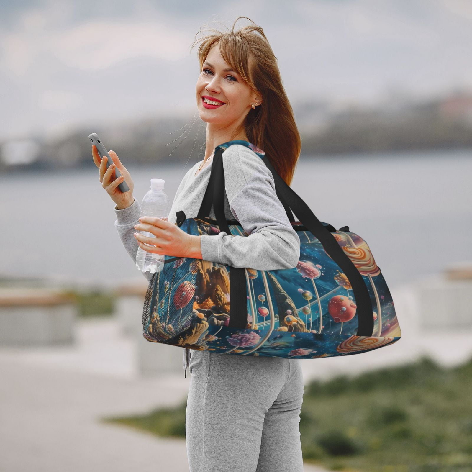 Fuzoiu Starry Sky Planet Lollipop Print Travel Duffle Bag,Carry On Tote Bags,Duffel Bag,Sport Gym Bag, Hospital Bag for Labor and Delivery, Overnight Bag,Luggage Bag