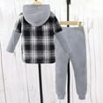 thumbnail image 4 of Dealovy Toddler Baby Boys Clothes Button up Plaid Hooded Jacket Patchwork Pants Kids Casual Fall 2PCS Clothing Sets, 4 of 4