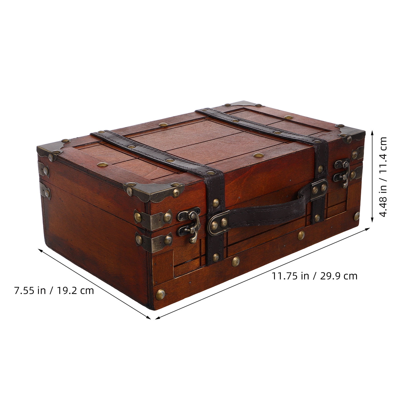 SWETRACE Vintage Wooden Storage Trunk with Lid Retro Style Jewelry Trinket Organizer for Home Decor