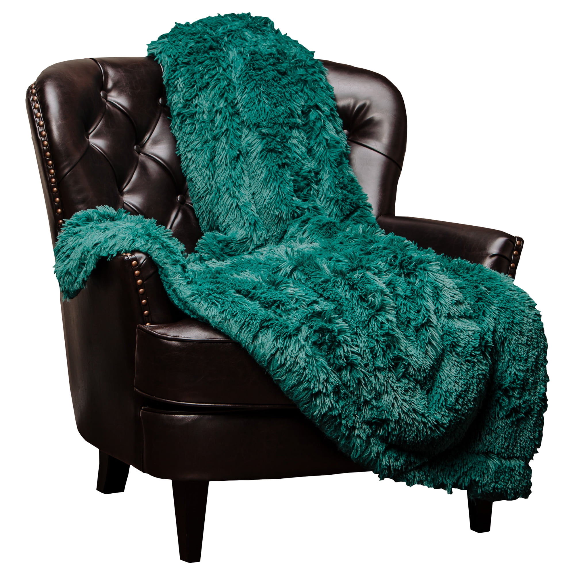 Chanasya Shaggy Faux Fur Throw Blanket Teal