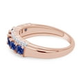 thumbnail image 4 of AFFY 0.70CT Blue Sapphire With White Natural Diamond Wedding Band Ring in 14k Rose Gold over Silver-5, 4 of 7