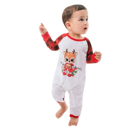 

Frobukio Matching Family Pajamas Sets Christmas PJ s Long Sleeve Tops with Plaid Pants Suit Men Women Kids Gray Baby 3-6 Months