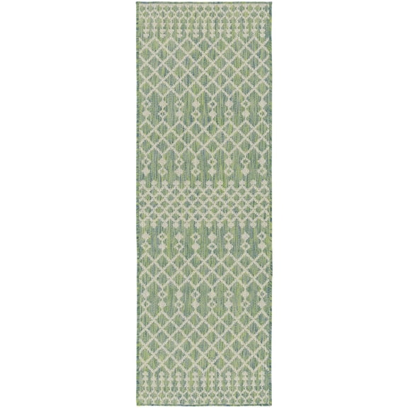 Nourison Positano 2' x 6' Blue Green Modern Indoor/Outdoor Area Rug