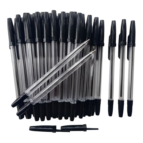 CCOCC Black Ballpoint Pens Bulk 50 Pack Ball Point Pen 1.0 Mm Medium Point Black Ink Smooth Writing Office Hotel Supplies