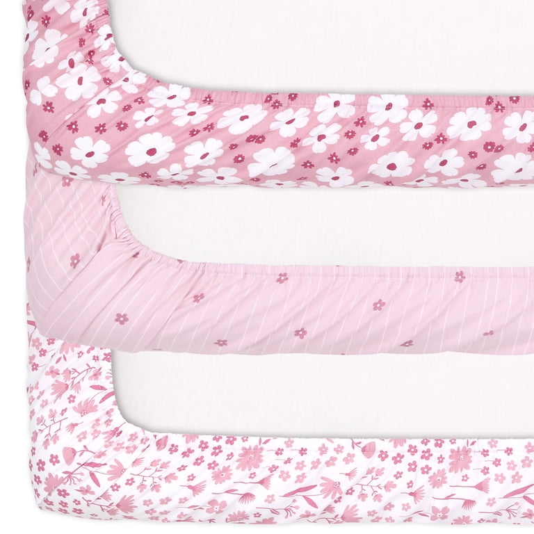 The Peanutshell Playard Sheets, Pink Daisy 3 Pack photo 5