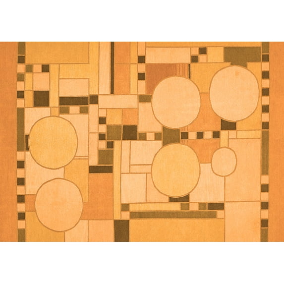 Ahgly Company Indoor Rectangle Abstract Orange Modern Area Rugs, 5' x 7'