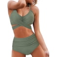 thumbnail image 1 of Traje de baño de cintura alta dividido para mujer, bikini sexy, traje de baño con push-up, conjunto de bikini con vendaje y parte superior de tubo, 1 of 8