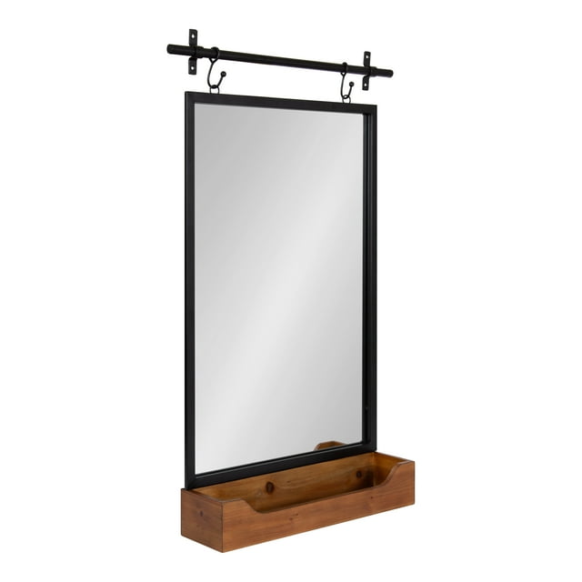 Kate and Laurel Gammons Miroir Mural avec Tablette, Noir/brun Rustique 24x39