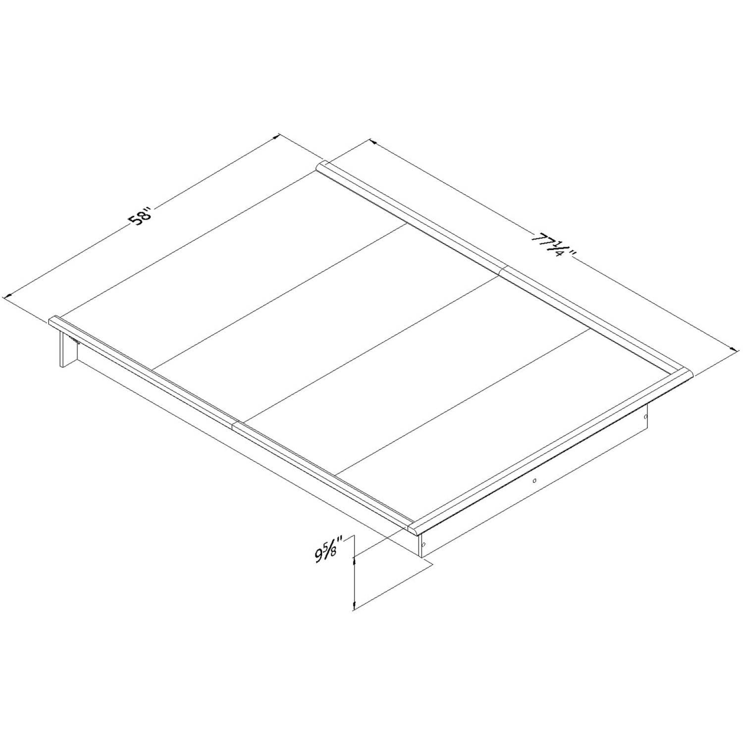 South Shore Basics Full Platform Bed with Molding, 54'', Gray Oak