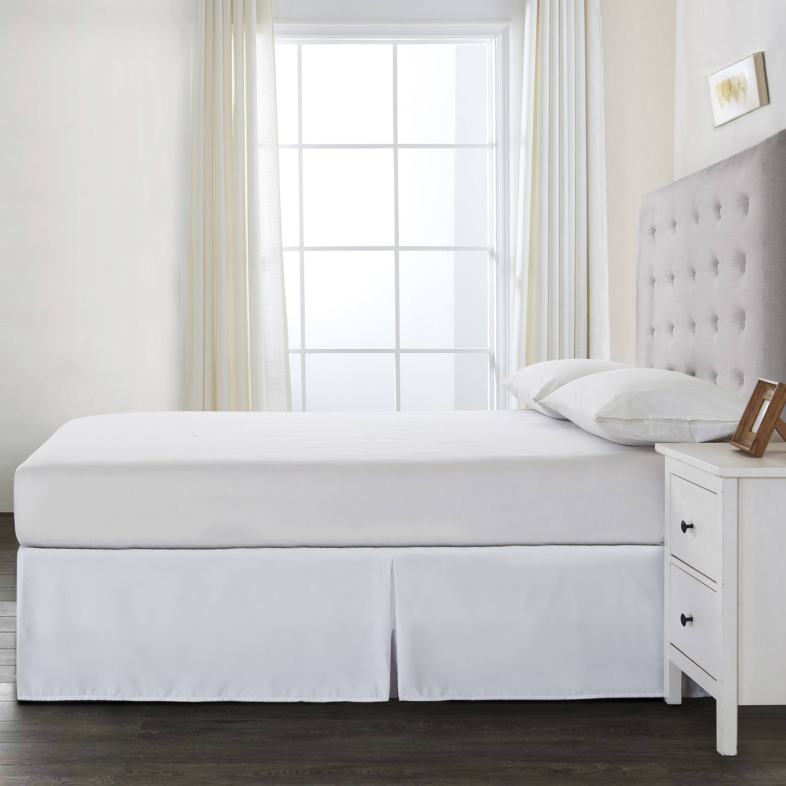 Bed Makers Adjustable Bed Wrap-Around 15" Tailored Bed skirt, Queen, White