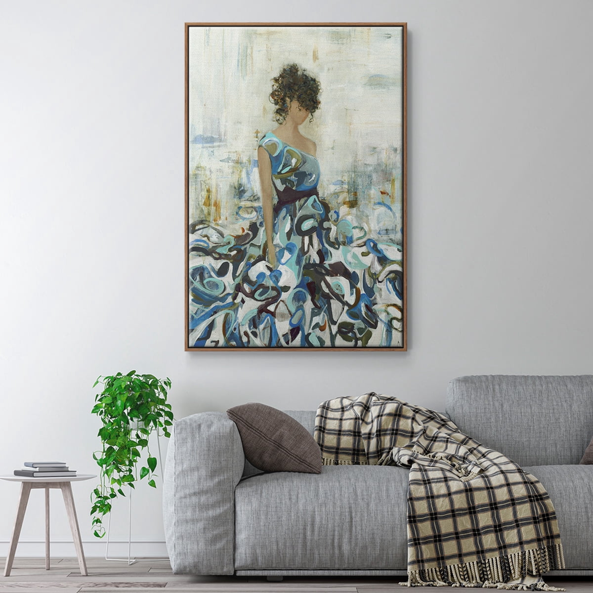 Fluid Beauty Framed Premium Gallery Wrapped Canvas - Ready to Hang - 25 x 37 - Walnut Floating Frame