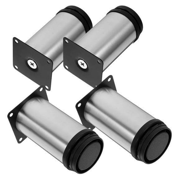 4-Pack 4 Inch Stainless Steel Furniture Legs, Metal Cabinet & Desk Supports, Round Coffee Table Replacement Feet
