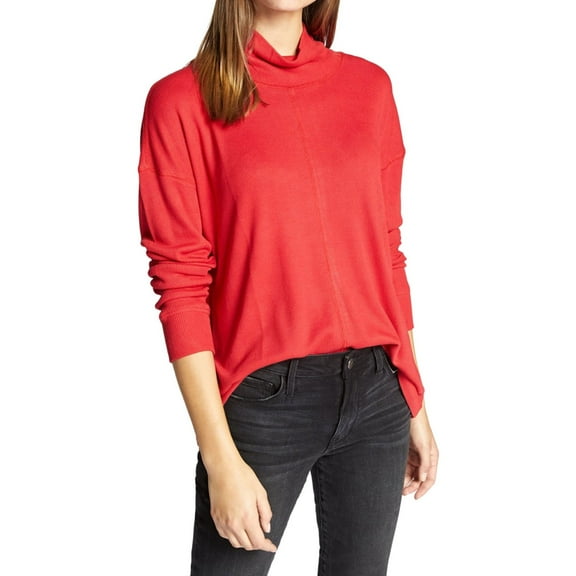 Sanctuary Clothing Womens Waffle-Knit Thermal Blouse, Red, Small