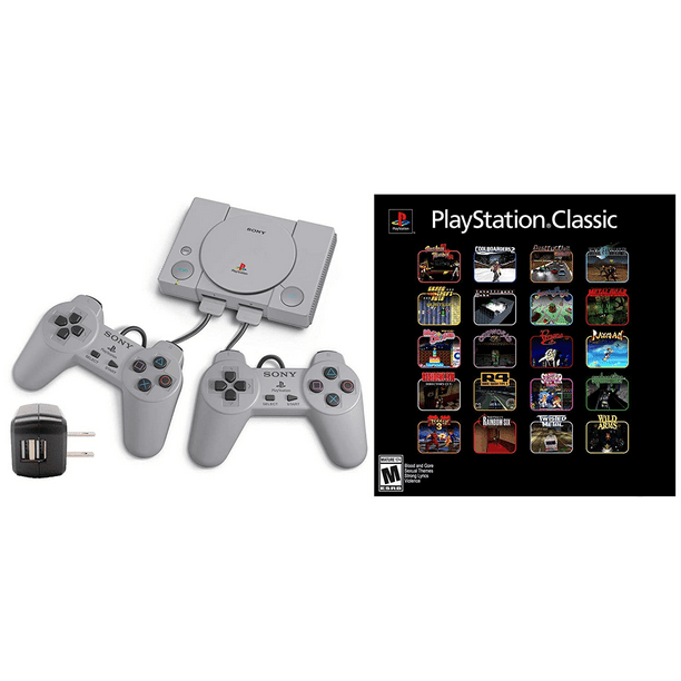 PlayStation Classic Console with AC USB Adapter Bundle: 20 Classic Games Pre-Installed, Includes Final Fantasy VII, Grand Theft Auto, Resident Evil Director\'s and More - Walmart.com