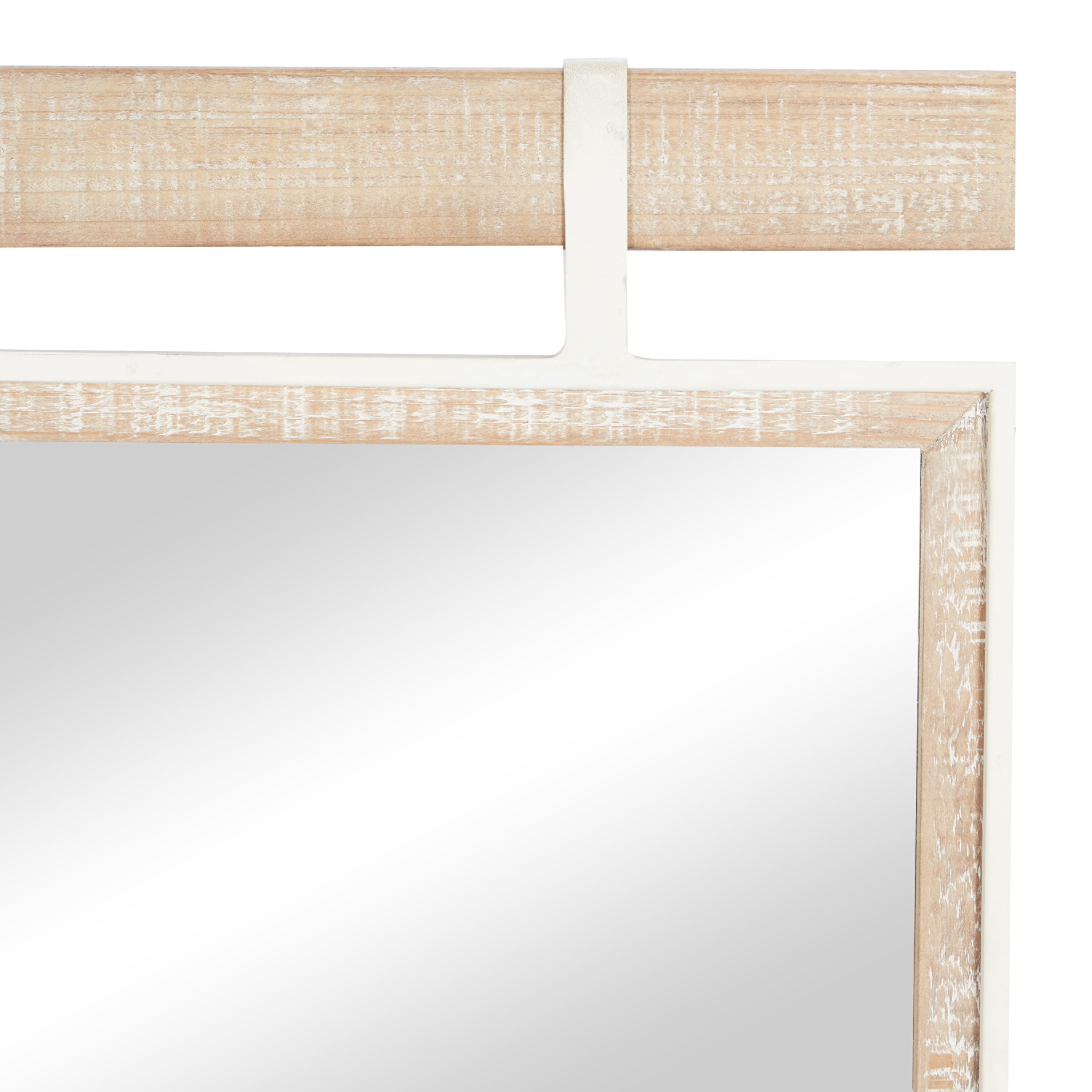 DecMode 32" x 35" Brown Grid Window Inspired Wall Mirror