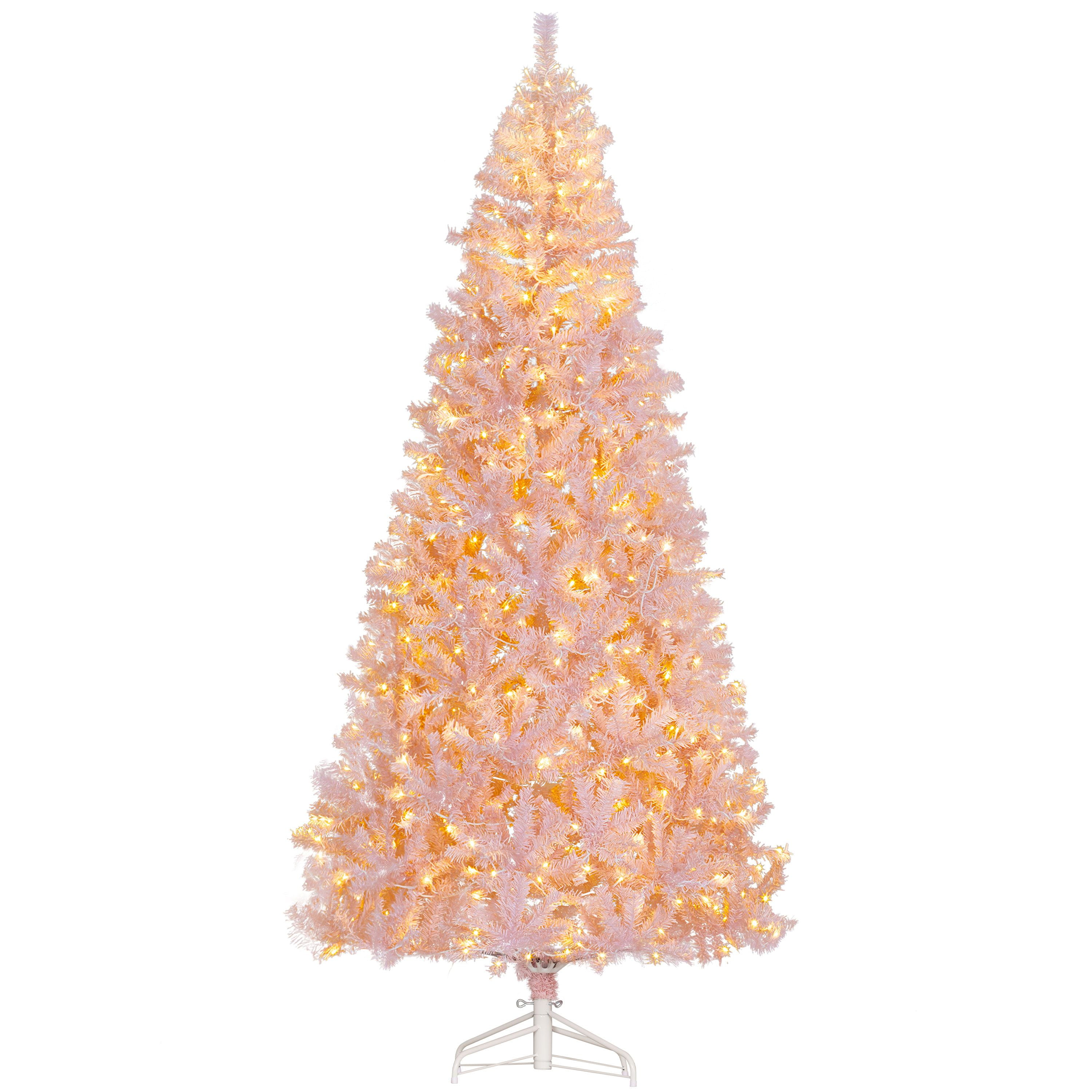 7.5 ft Pre-Lit Artificial Christmas Tree with 500 Warm White LED Lights and 1346 Tips, Hinged Sections, Metal Base, Indoor Holiday Decoration