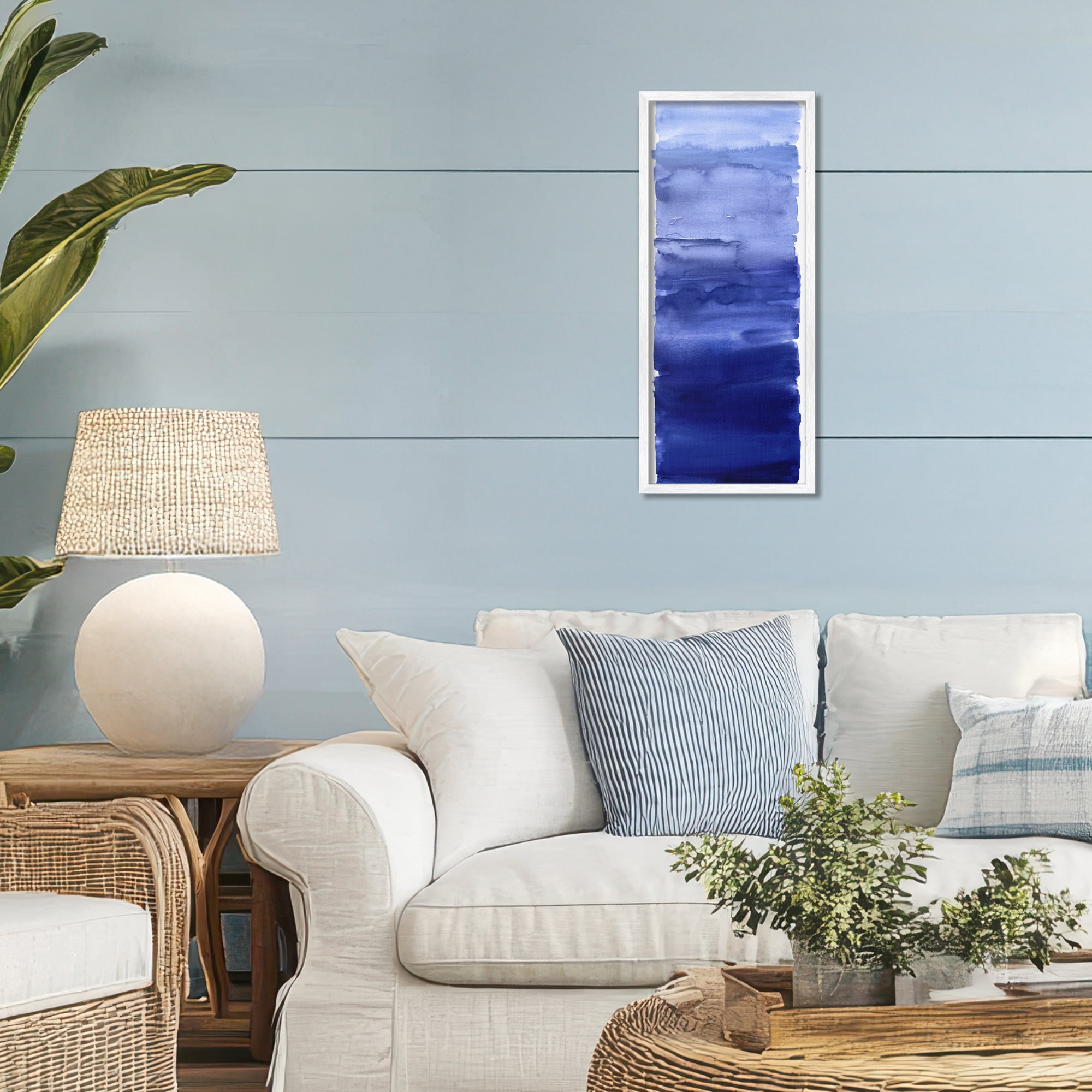 Stupell Industries Indigo Blend Gradient White Framed Giclee Art, design by Allie Corbin
