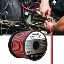 Nilight 50FT 16AWG Copper Clad Aluminum Wire 16/2 Gauge Red Black CCA Electrical Cable 2 Conductor Parallel 12V/24V DC Flexible Extension Cords for Car Audio Radio Speaker