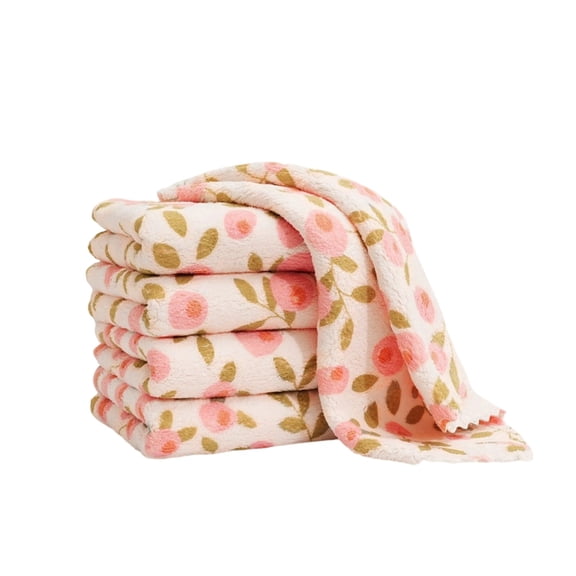 Microfiber Cleaning Cloths, Floral Patterns Soft Reusable Lint Free Cleaning Rags, for Household, Kitchen, Furniture, Car, Tea, Bowl, Pink