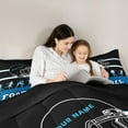 thumbnail image 4 of Feelyou Eat Sleep Sports Bedding Comforter Set 7pcs, Black Blue Football Helmet King Bedding Sets, Teens Kids Boys Girls Reversible Bed Sheets, Ultra Soft Bedroom Decor, 4 of 7