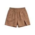 thumbnail image 4 of ClodeEU Women's Cotton Linen Elastic Waist Shorts, Casual Loose High Waist Summer Shorts with Pockets, Breathable Solid Color Beach Pants Khaki,Women's Plus XXXL, 4 of 6
