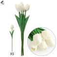 thumbnail image 3 of PULLIMORE 5 Pcs Tulips Artificial Flowers Real Touch Faux Tulip for Easter Spring Wreath Wedding Bouquet Table Decor (White), 3 of 9