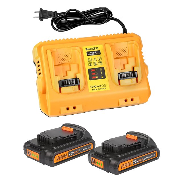 Batería de litio Aoasur de 20 V, paquete de 2 unidades con cargador DCB102